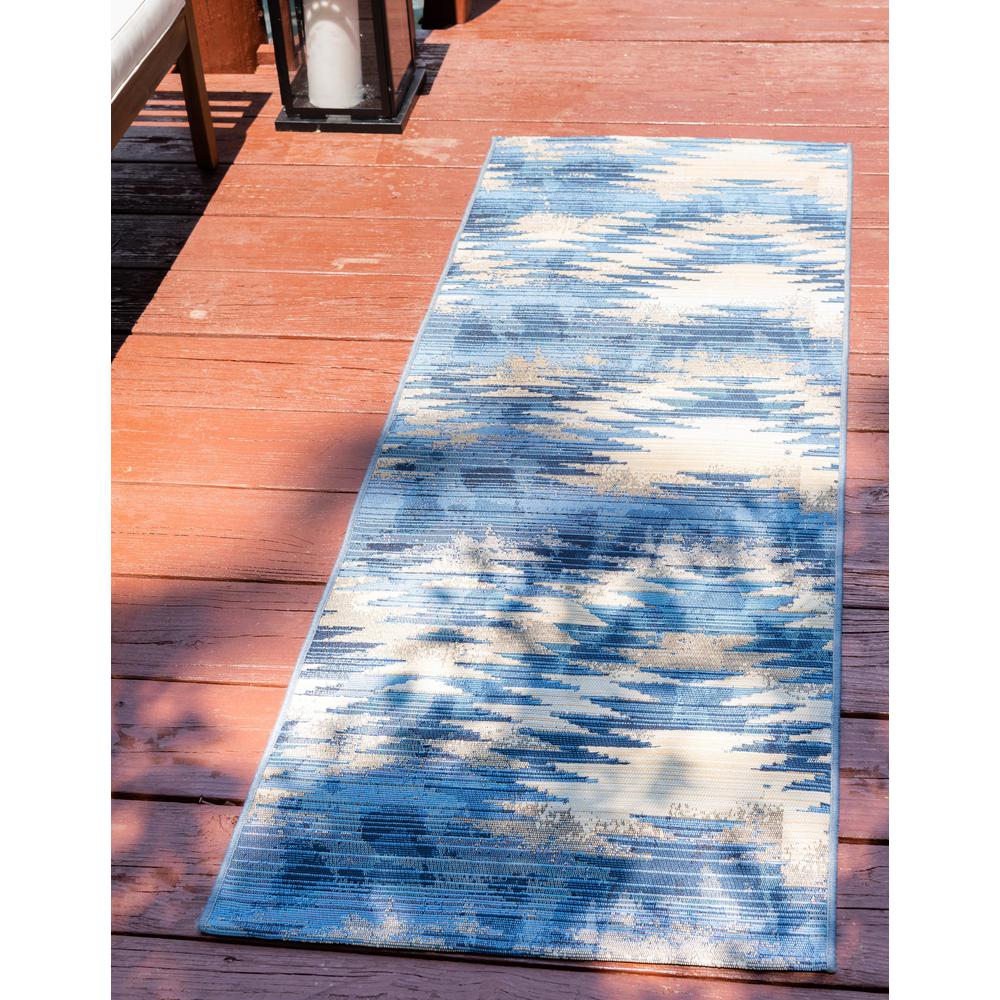 Outdoor Aztec Rug, Blue (2' 0 x 6' 0). Picture 2