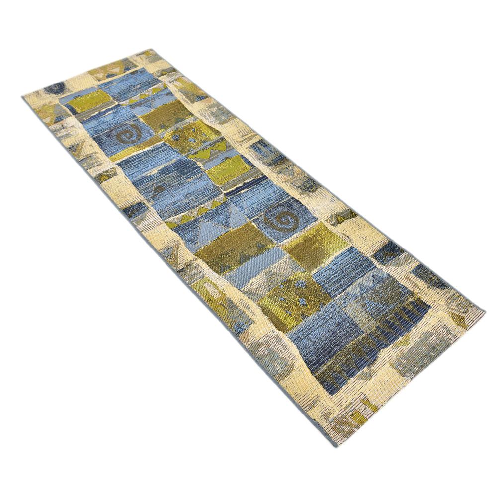 Outdoor Glyph Rug, Blue (2' 0 x 6' 0). Picture 3