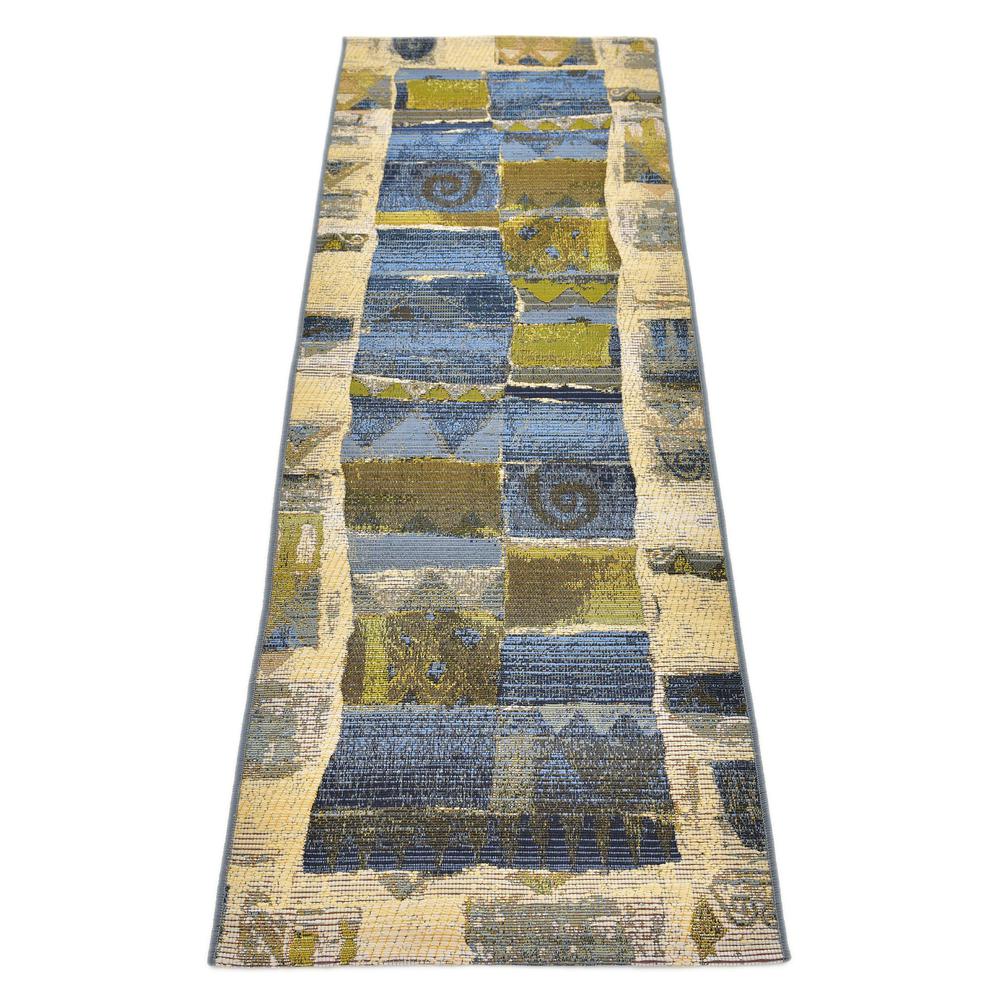 Outdoor Glyph Rug, Blue (2' 0 x 6' 0). Picture 4