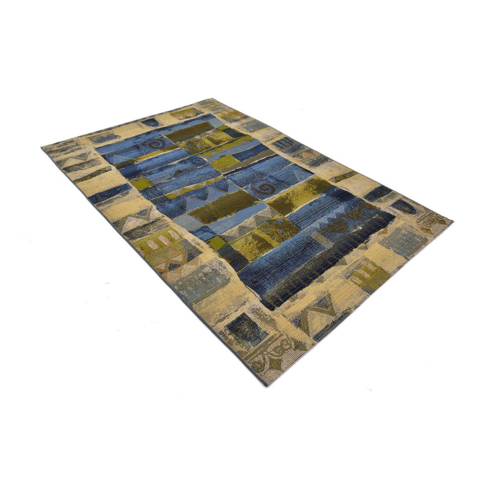 Outdoor Glyph Rug, Blue (5' 3 x 8' 0). Picture 4
