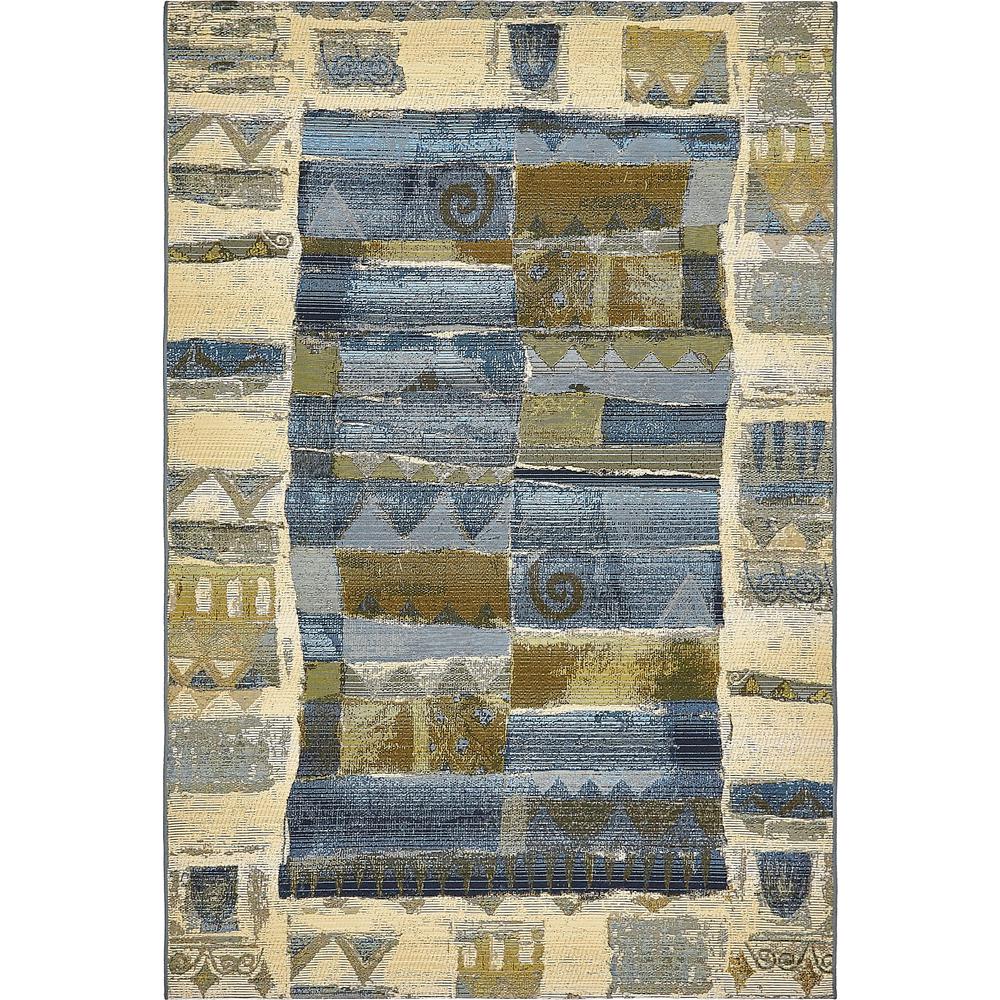 Outdoor Glyph Rug, Blue (5' 3 x 8' 0). The main picture.