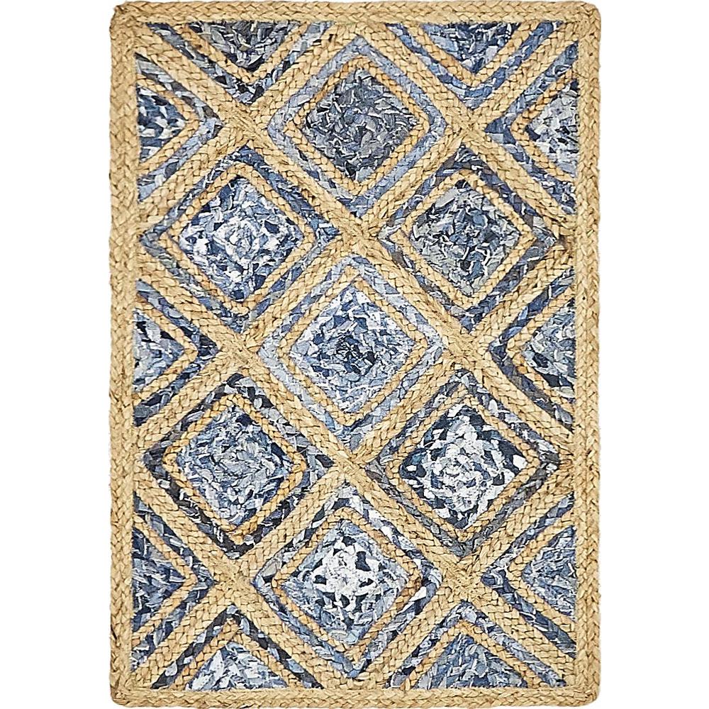 Bengal Braided Jute Rug, Blue (2' 0 x 3' 0). Picture 1
