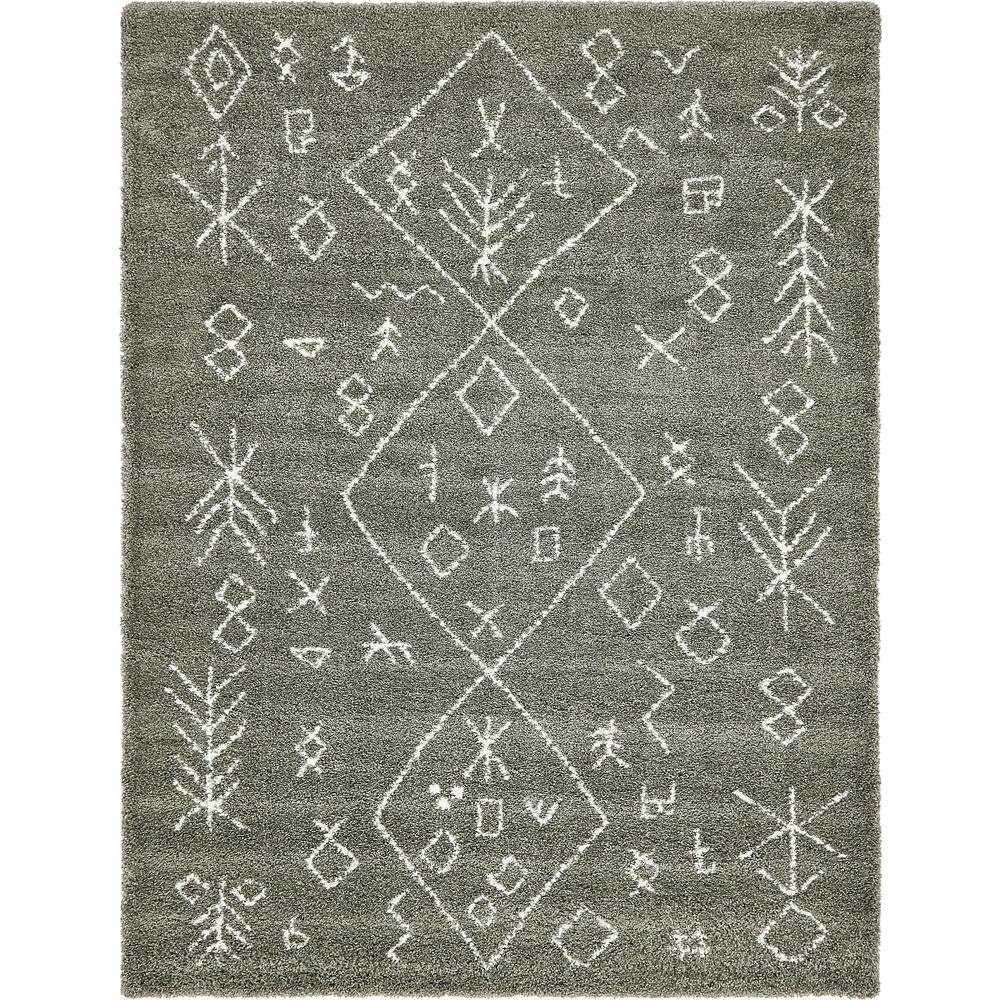Tribal Rabat Shag Rug, Gray (9' 0 x 12' 0). Picture 1