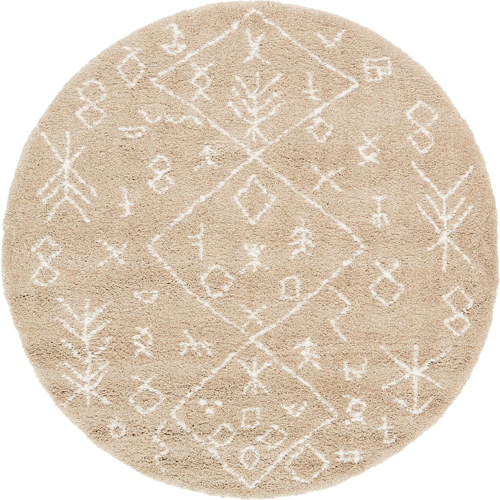 Tribal Rabat Shag Rug, Taupe (8' 0 x 8' 0). Picture 1