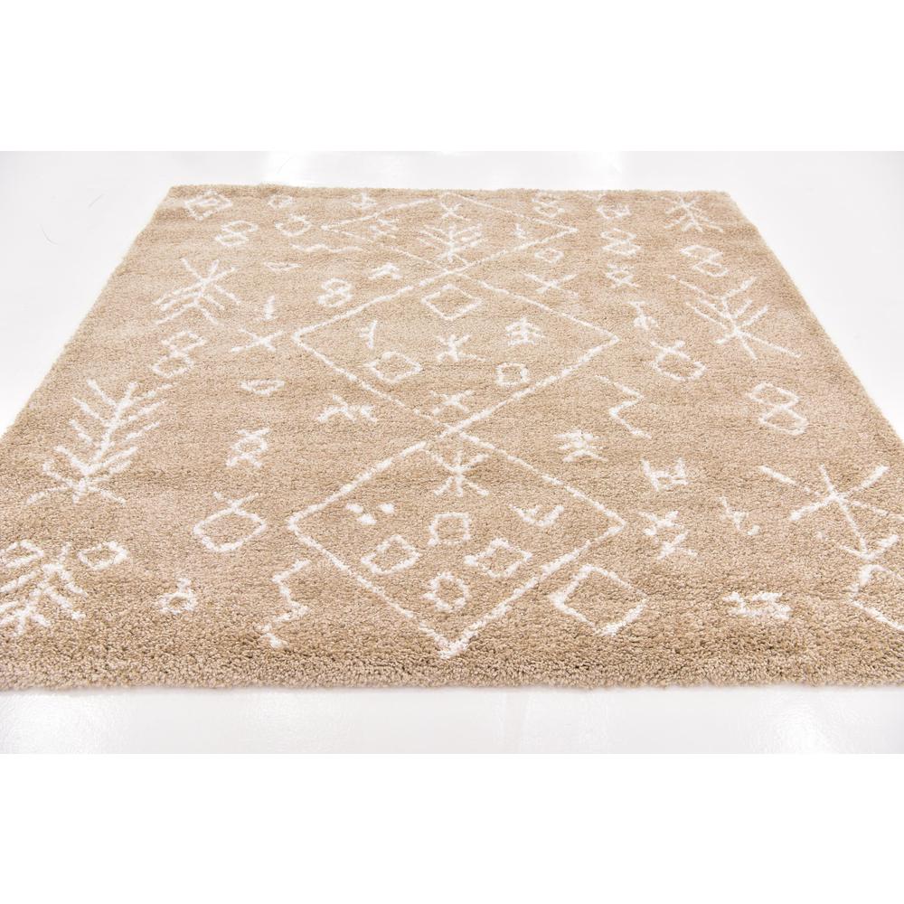 Tribal Rabat Shag Rug, Taupe (8' 0 x 8' 0). Picture 4