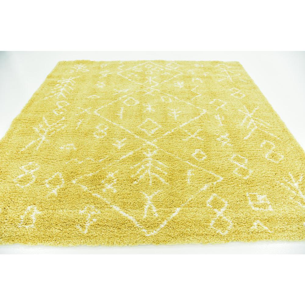 Tribal Rabat Shag Rug, Yellow (8' 0 x 8' 0). Picture 4