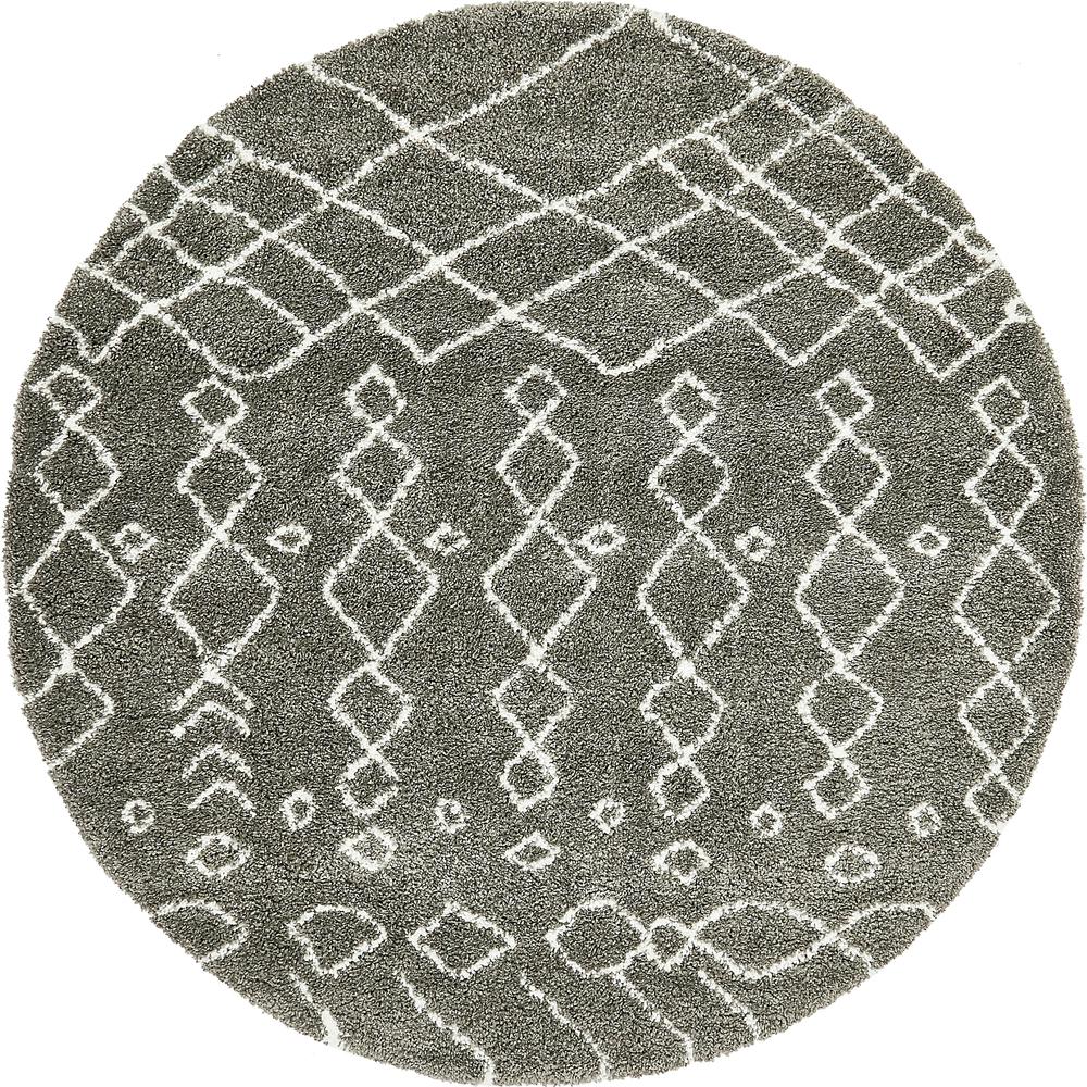 Geometric Rabat Shag Rug, Gray (8' 0 x 8' 0). Picture 1