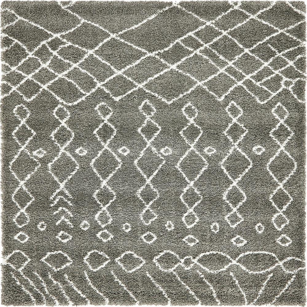 Geometric Rabat Shag Rug, Gray (8' 0 x 8' 0). Picture 1