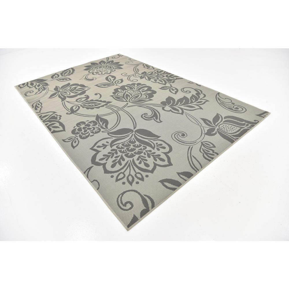 Outdoor Floral Rug, Gray (6' 0 x 9' 0). Picture 3