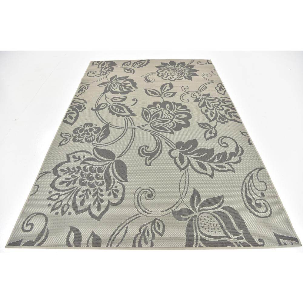 Outdoor Floral Rug, Gray (6' 0 x 9' 0). Picture 4