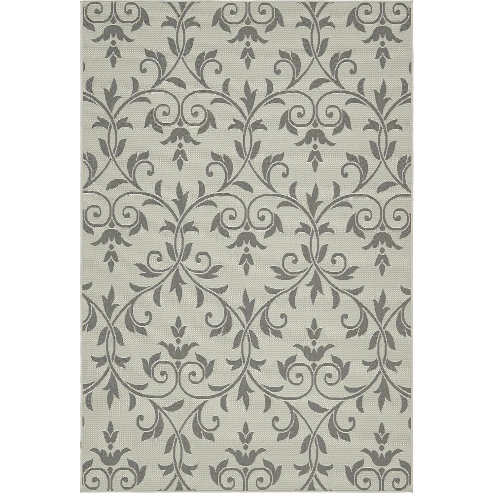 Outdoor Victorian Rug, Gray (6' 0 x 9' 0). Picture 1