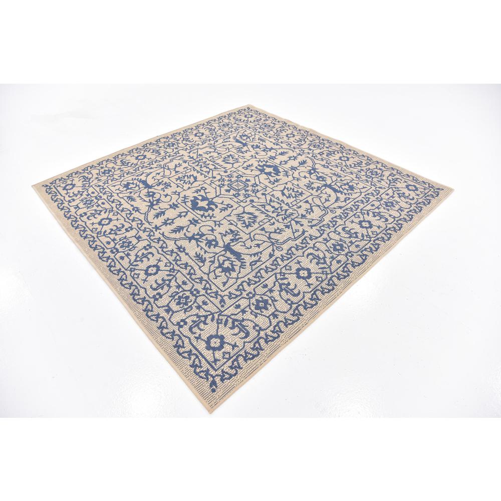 Outdoor Allover Rug, Beige/Blue (6' 0 x 6' 0). Picture 3