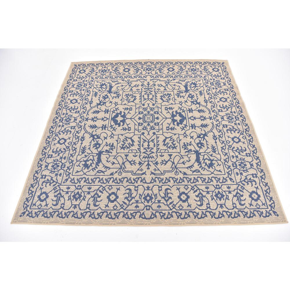 Outdoor Allover Rug, Beige/Blue (6' 0 x 6' 0). Picture 4
