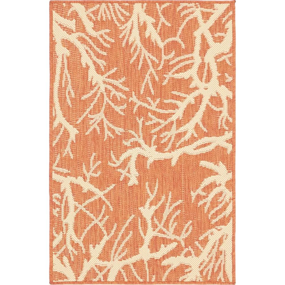 Outdoor Branch Rug, Terracotta (2' 0 x 3' 0). The main picture.