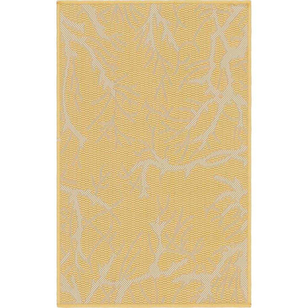 Outdoor Branch Rug, Yellow (2' 0 x 3' 0). The main picture.