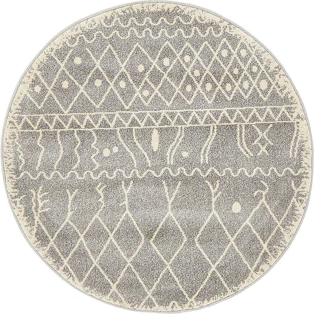Tribal Fez Rug, Gray (3' 3 x 3' 3). Picture 1
