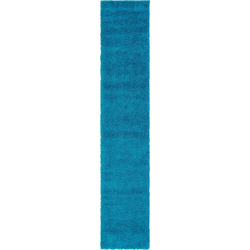 Solid Shag Rug, Turquoise (2' 6 x 13' 0). Picture 1