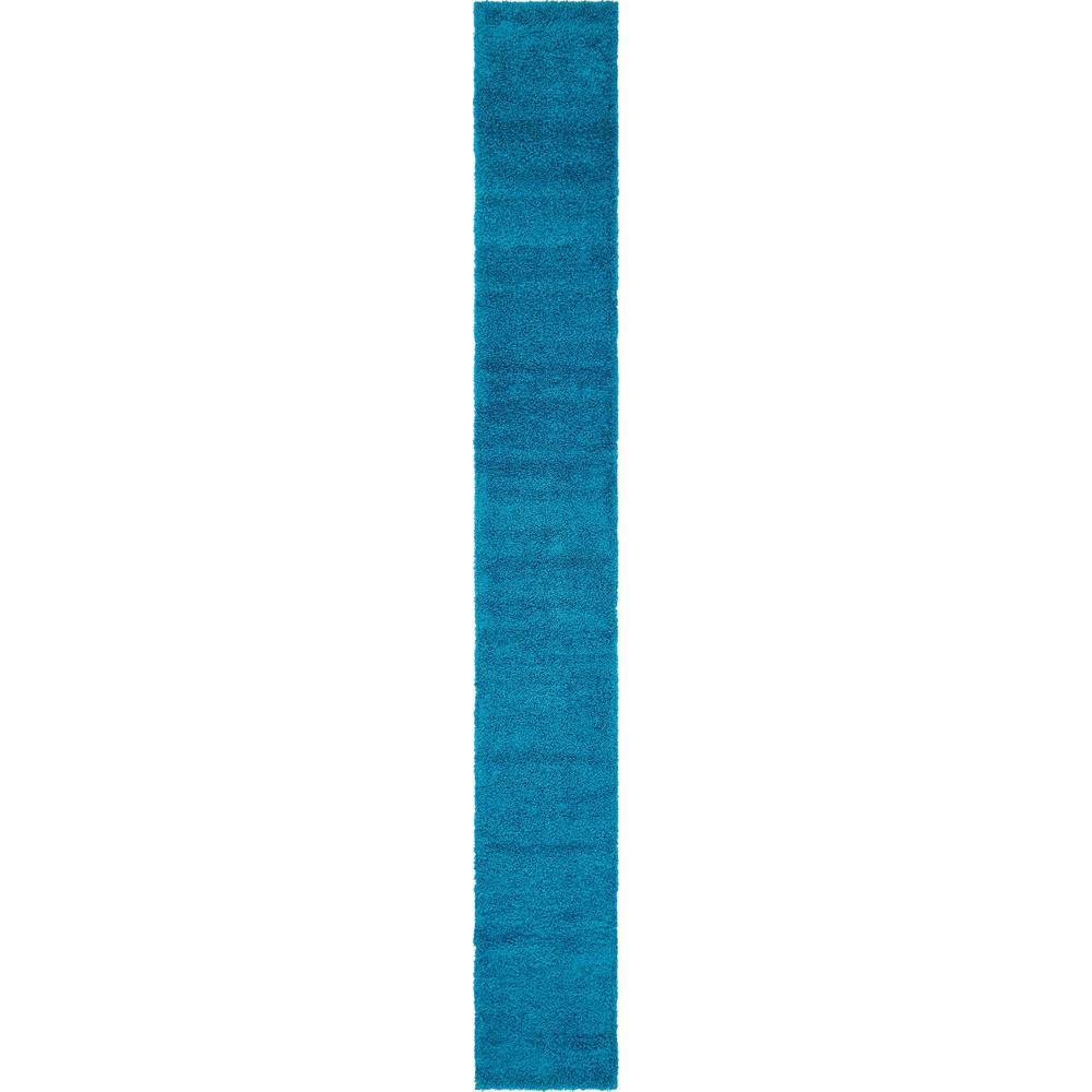Solid Shag Rug, Turquoise (2' 6 x 19' 8). Picture 1