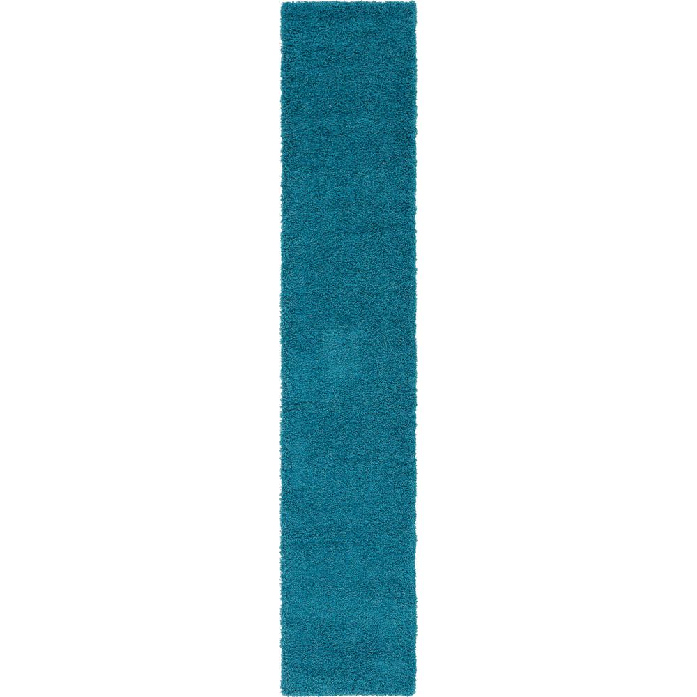 Solid Shag Rug, Aqua Blue (2' 6 x 13' 0). Picture 1