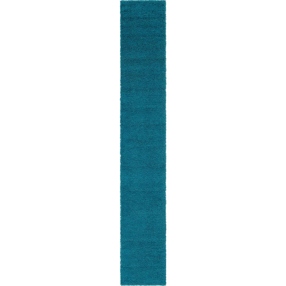 Solid Shag Rug, Aqua Blue (2' 6 x 16' 5). Picture 1
