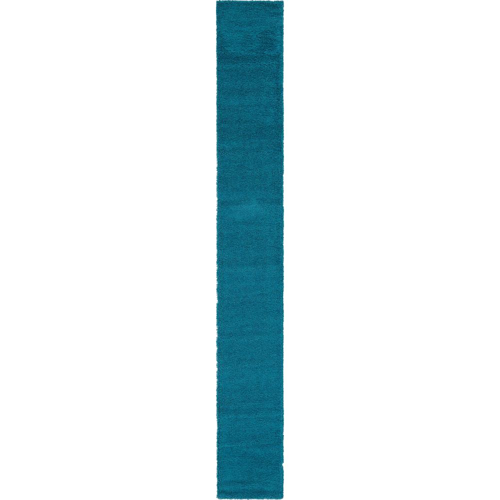 Solid Shag Rug, Aqua Blue (2' 6 x 19' 8). Picture 1