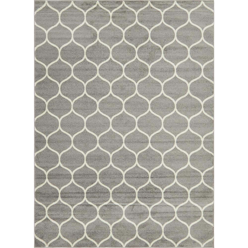 Rounded Trellis Frieze Rug, Light Gray (9' 0 x 12' 0). Picture 1