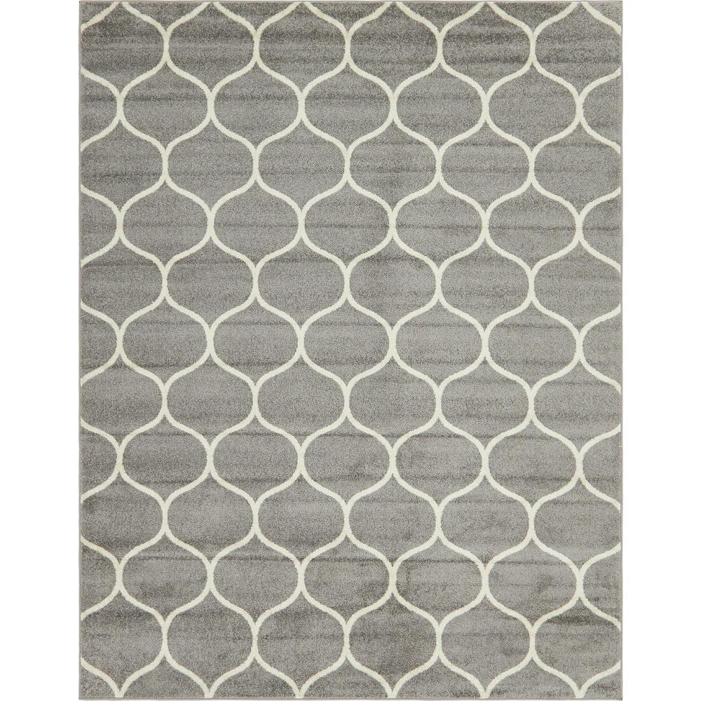 Rounded Trellis Frieze Rug, Light Gray (8' 0 x 10' 0). Picture 1