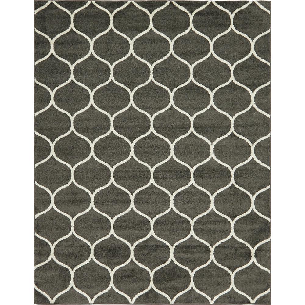 Rounded Trellis Frieze Rug, Dark Gray (8' 0 x 10' 0). Picture 1