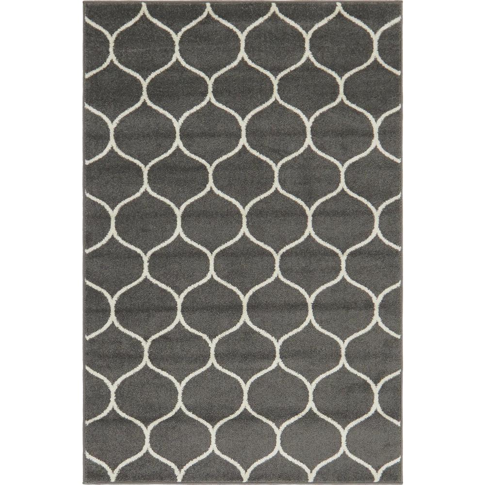 Rounded Trellis Frieze Rug, Dark Gray (4' 0 x 6' 0). Picture 1