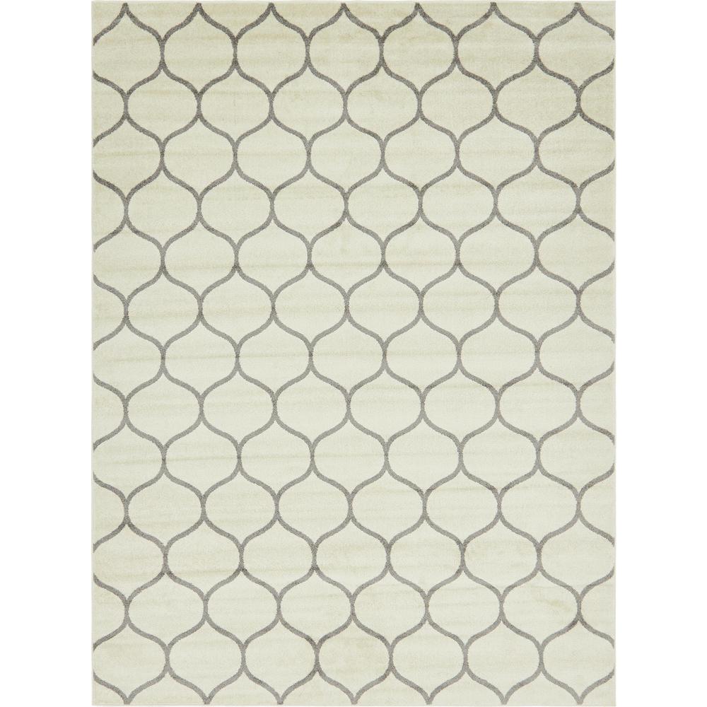 Rounded Trellis Frieze Rug, Ivory (9' 0 x 12' 0). Picture 1