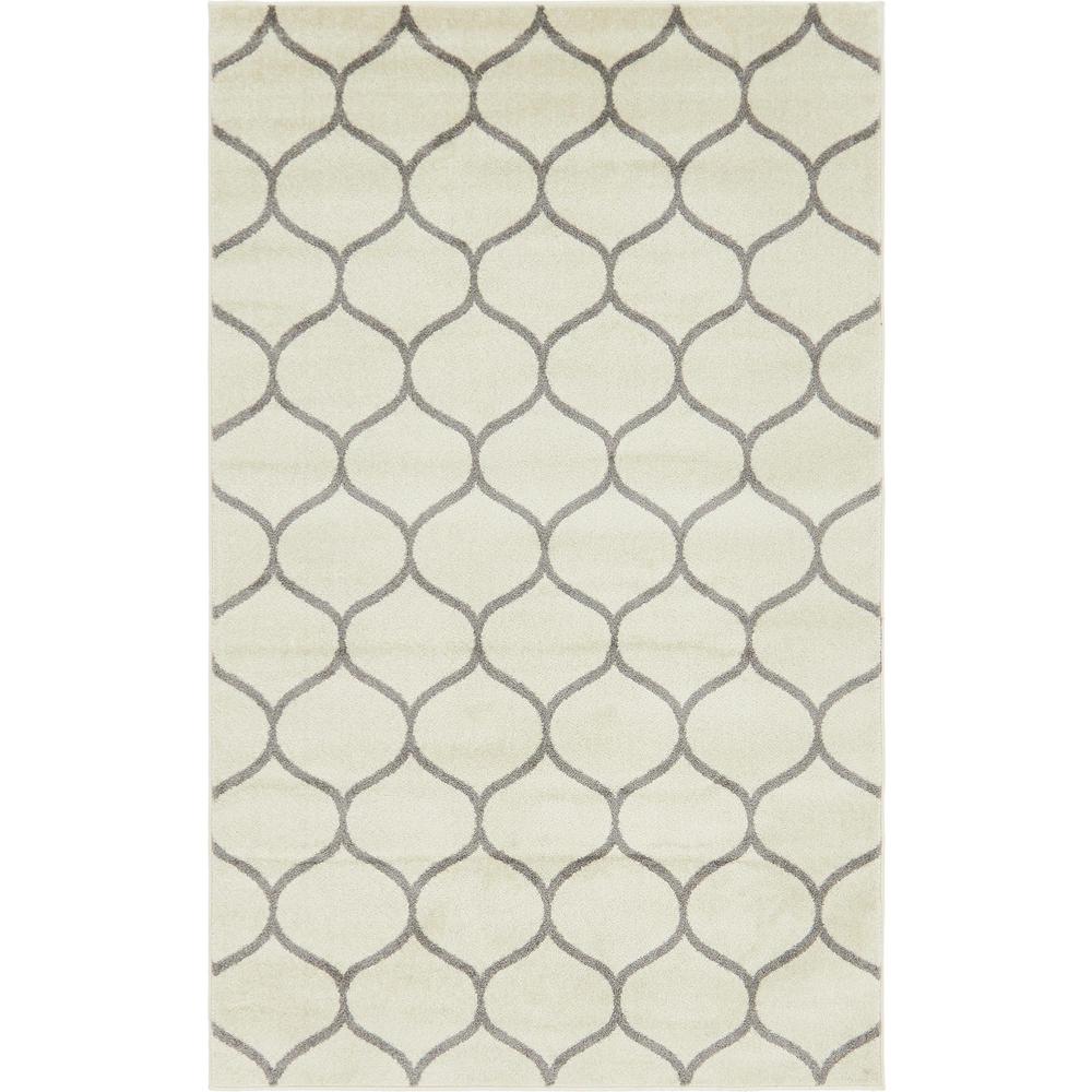 Rounded Trellis Frieze Rug, Ivory (5' 0 x 8' 0). The main picture.