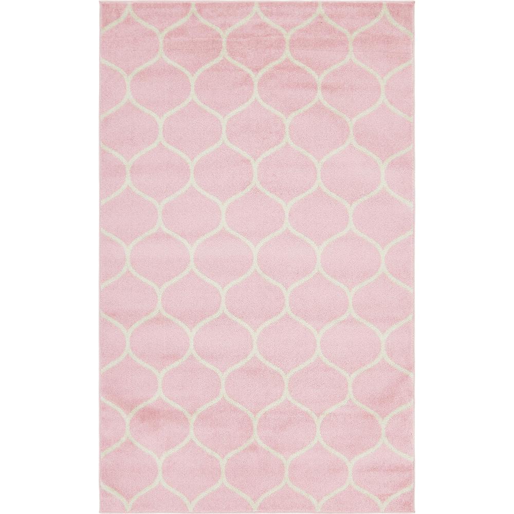 Rounded Trellis Frieze Rug, Pink (5' 0 x 8' 0). Picture 1