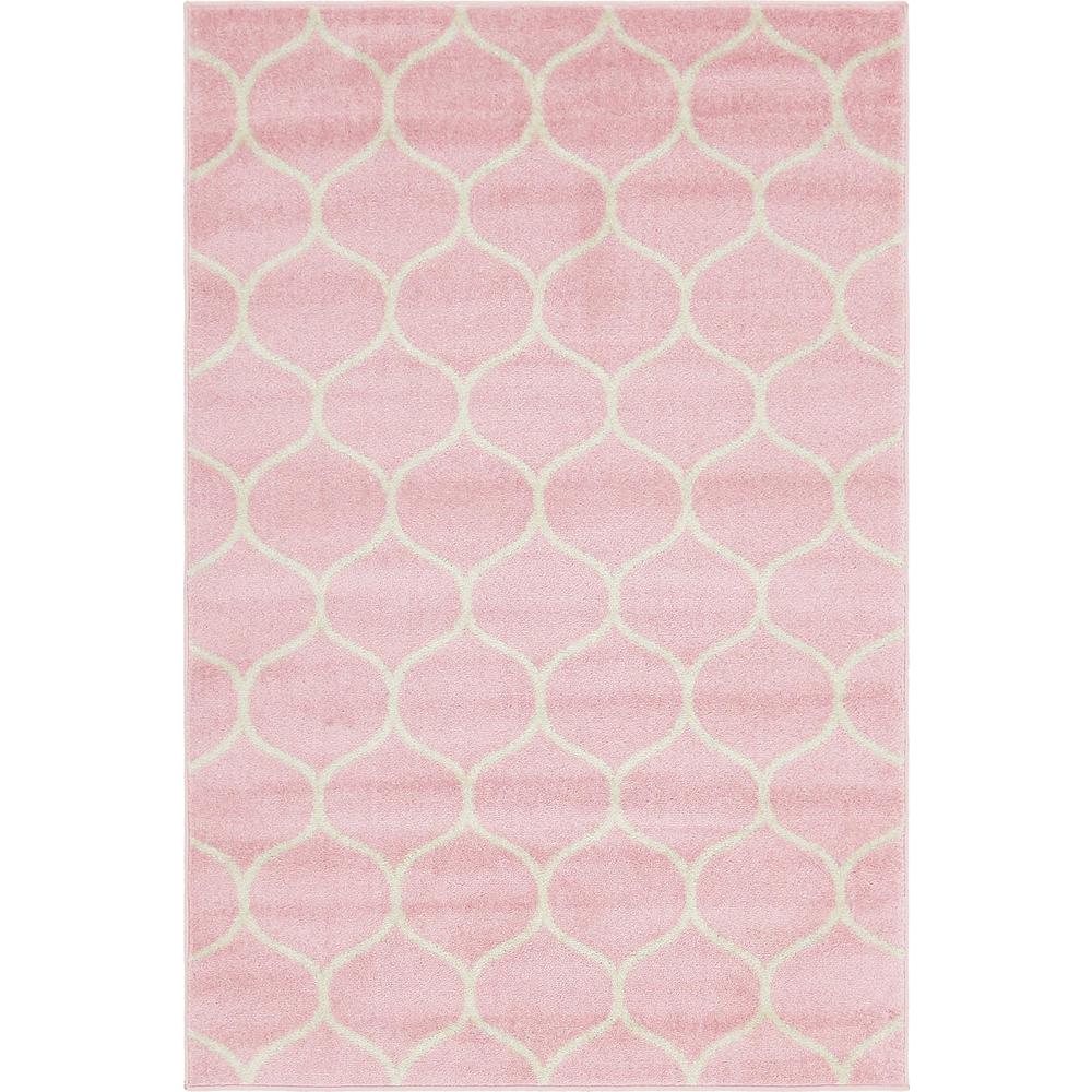 Rounded Trellis Frieze Rug, Pink (4' 0 x 6' 0). Picture 1
