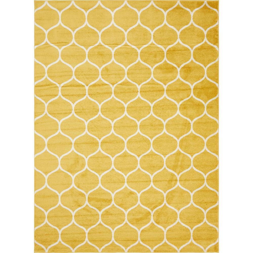 Rounded Trellis Frieze Rug, Yellow (9' 0 x 12' 0). Picture 1