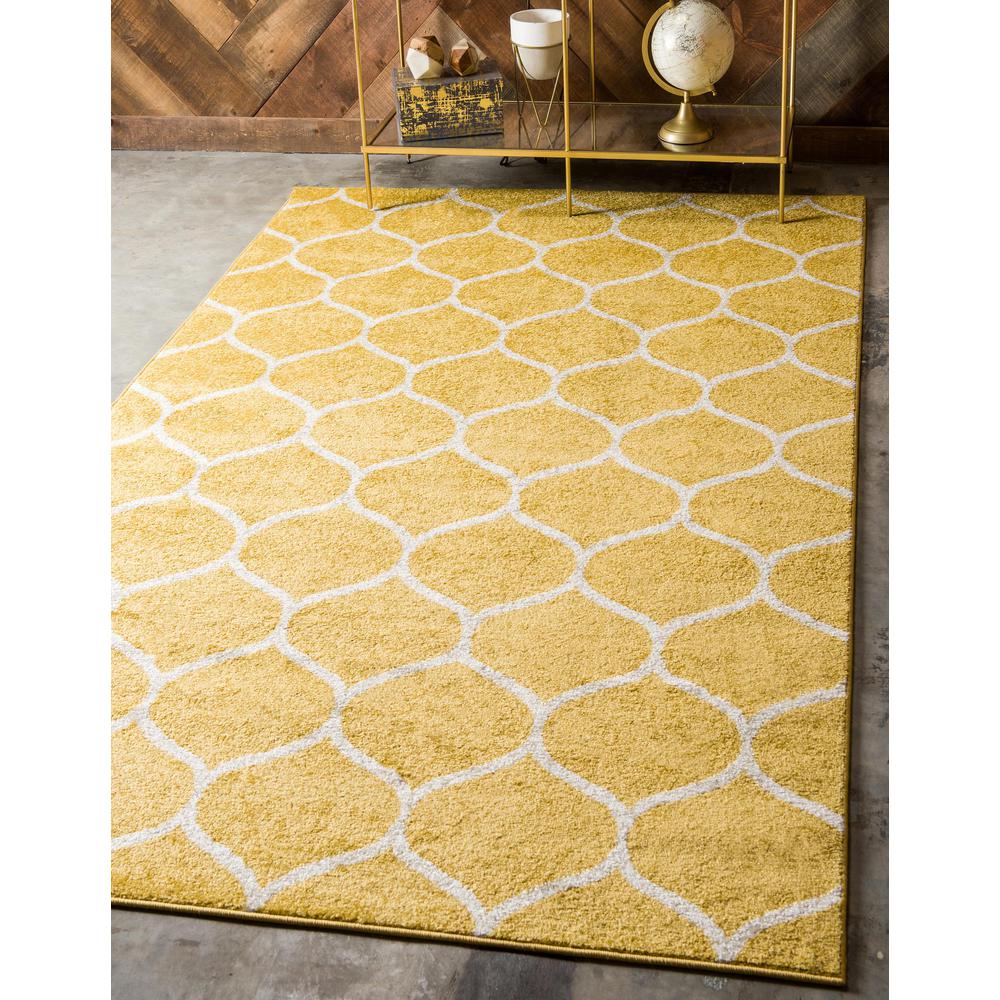Rounded Trellis Frieze Rug, Yellow (9' 0 x 12' 0). Picture 2