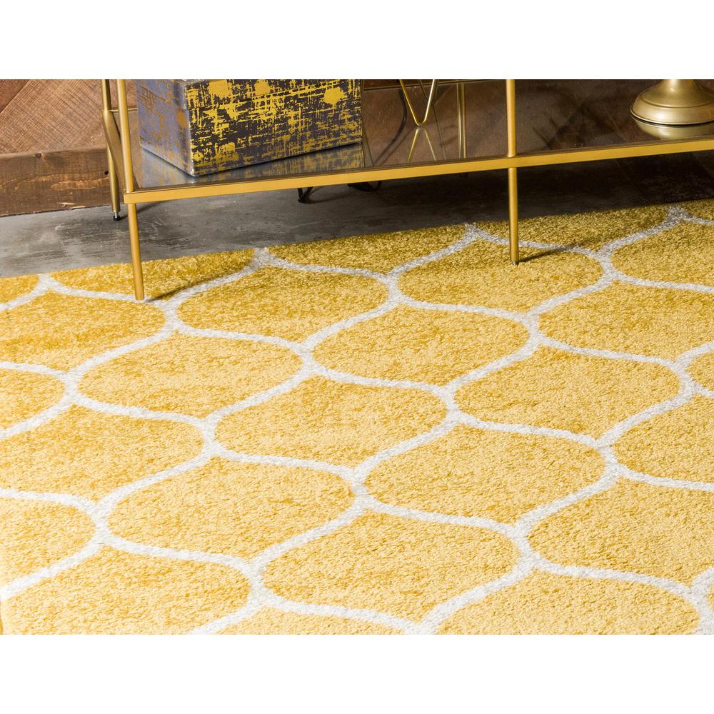 Rounded Trellis Frieze Rug, Yellow (9' 0 x 12' 0). Picture 4