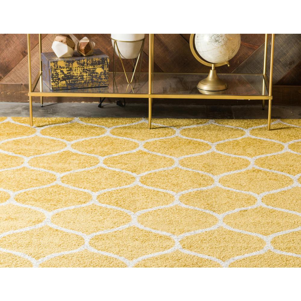 Rounded Trellis Frieze Rug, Yellow (9' 0 x 12' 0). Picture 5
