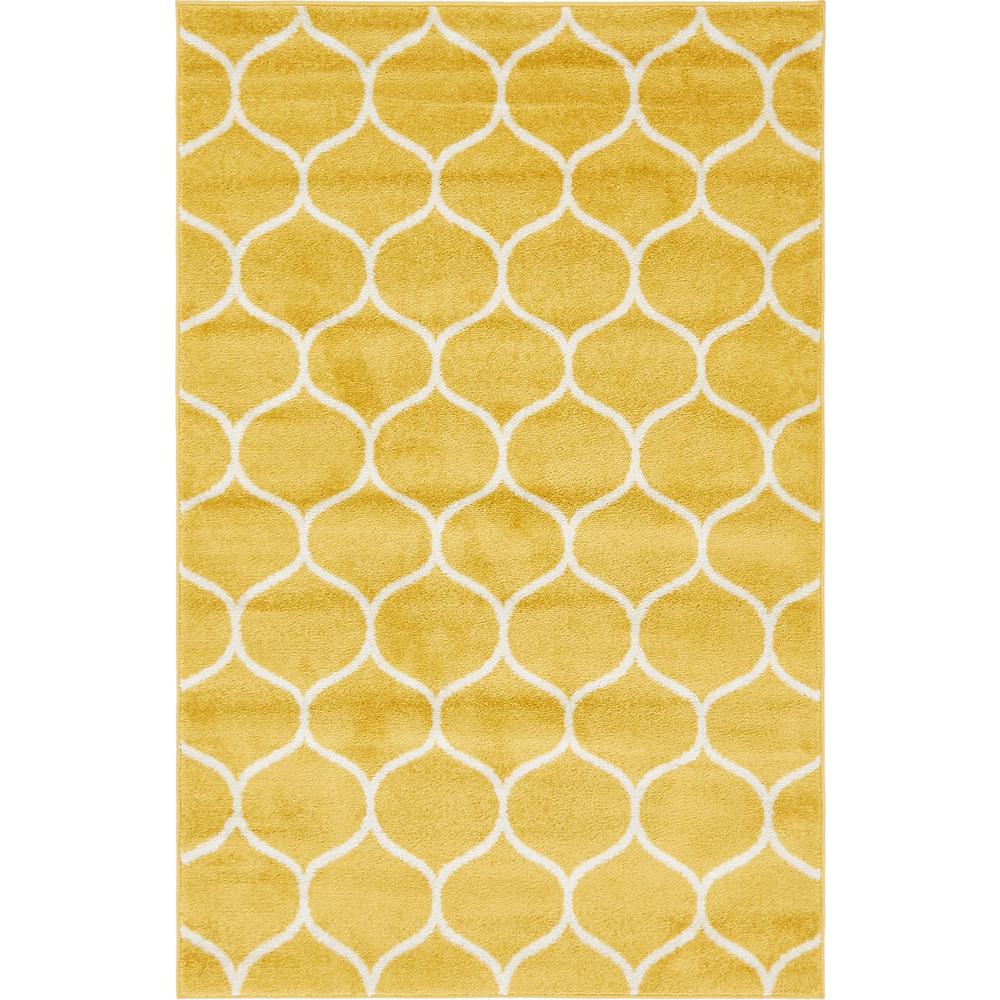 Rounded Trellis Frieze Rug, Yellow (4' 0 x 6' 0). Picture 1