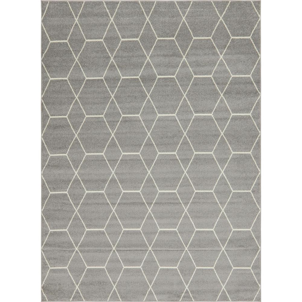 Geometric Trellis Frieze Rug, Light Gray (9' 0 x 12' 0). Picture 1