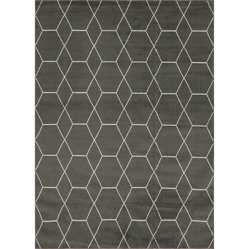 Geometric Trellis Frieze Rug, Dark Gray (9' 0 x 12' 0). Picture 1