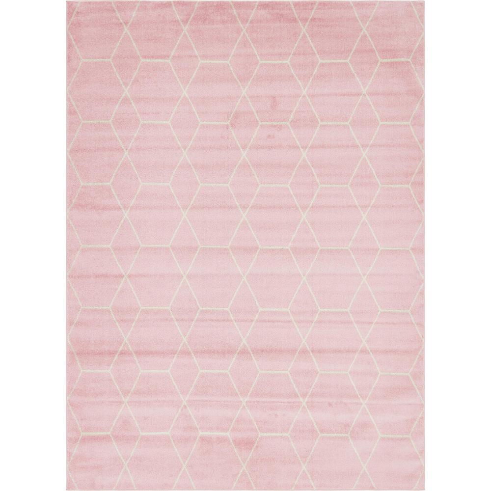Geometric Trellis Frieze Rug, Light Pink (9' 0 x 12' 0). Picture 1