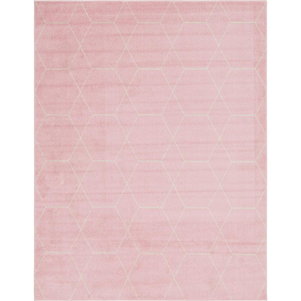Geometric Trellis Frieze Rug, Light Pink (8' 0 x 10' 0). Picture 1