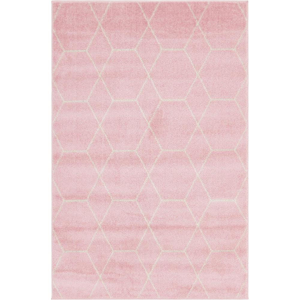Geometric Trellis Frieze Rug, Light Pink (4' 0 x 6' 0). The main picture.
