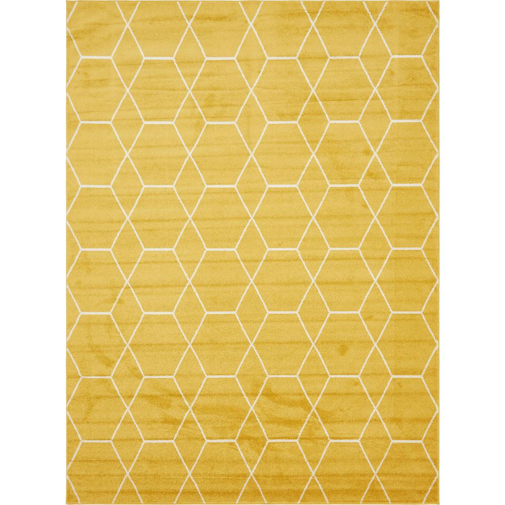 Geometric Trellis Frieze Rug, Yellow (9' 0 x 12' 0). Picture 1