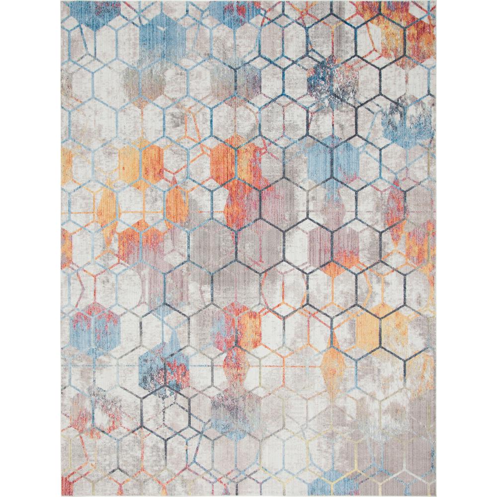 Rainbow Honeycomb Rug, White (10' 0 x 13' 0). Picture 1