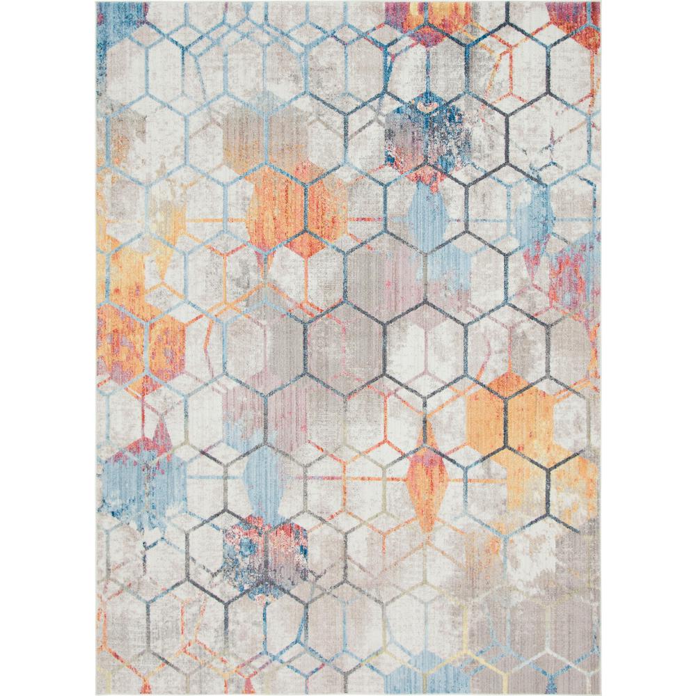 Rainbow Honeycomb Rug, White (8' 0 x 11' 0). Picture 1