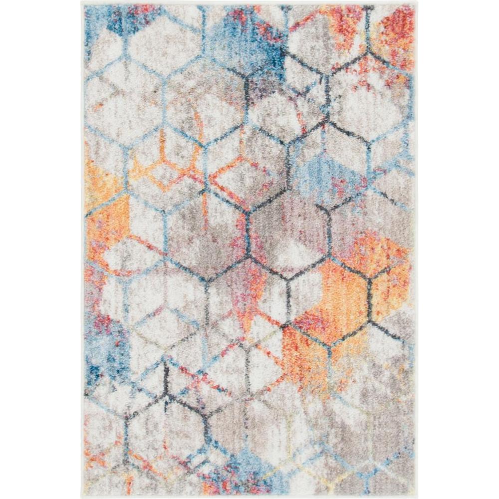 Rainbow Honeycomb Rug, White (2' 2 x 3' 0). The main picture.