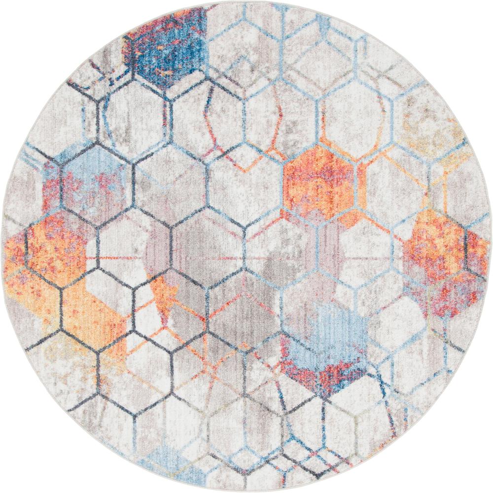 Rainbow Honeycomb Rug, White (6' 0 x 6' 0). Picture 1