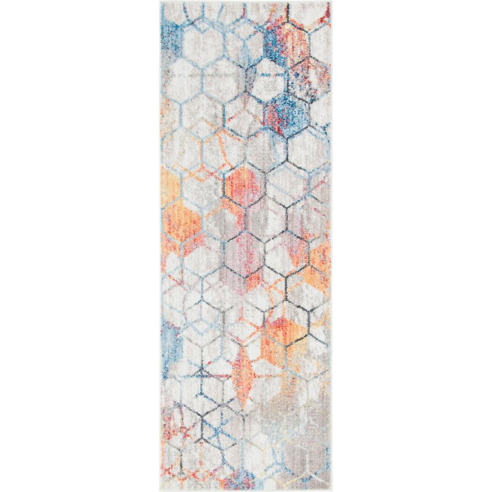 Rainbow Honeycomb Rug, White (2' 0 x 6' 0). Picture 1