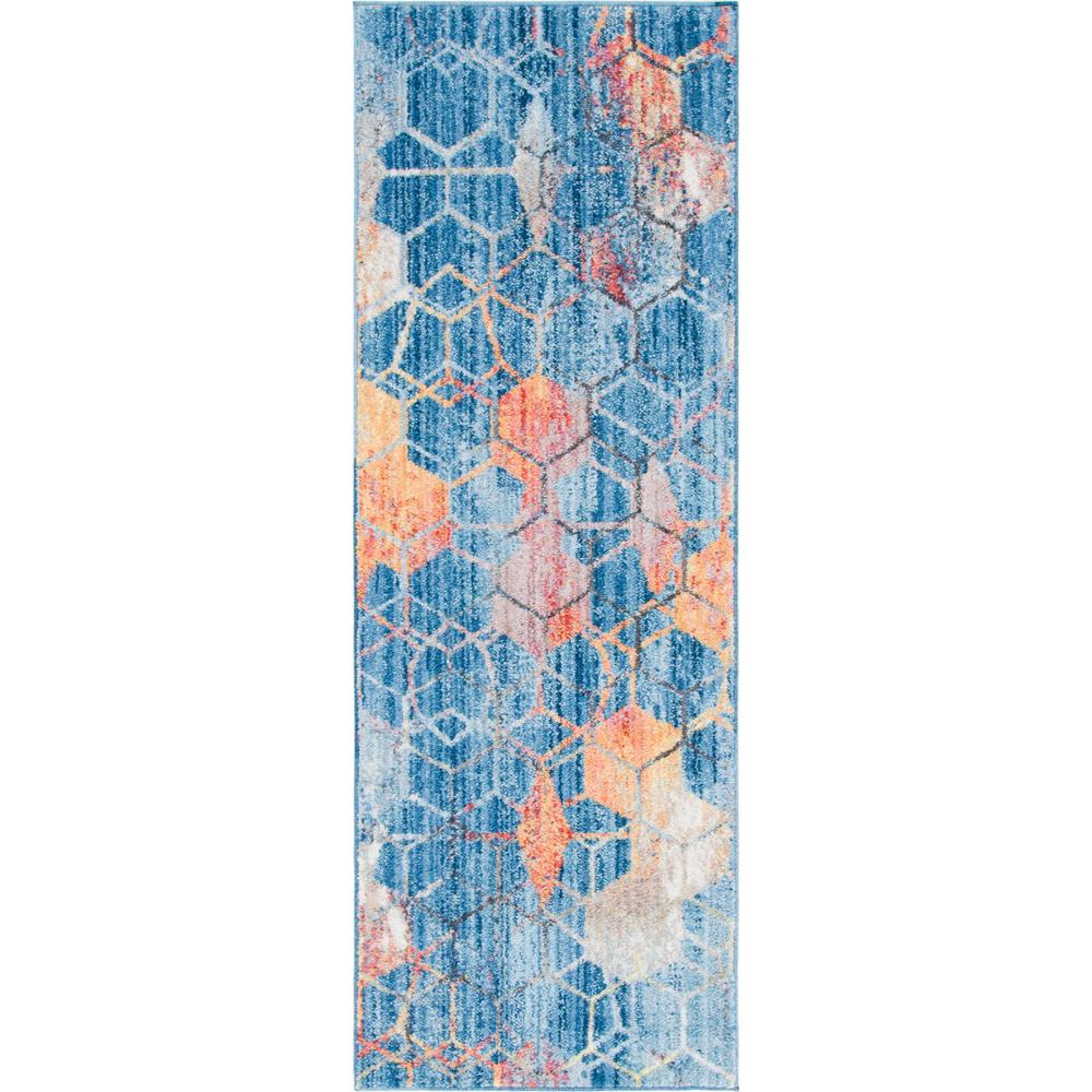 Rainbow Honeycomb Rug, Blue (2' 0 x 6' 0). Picture 1